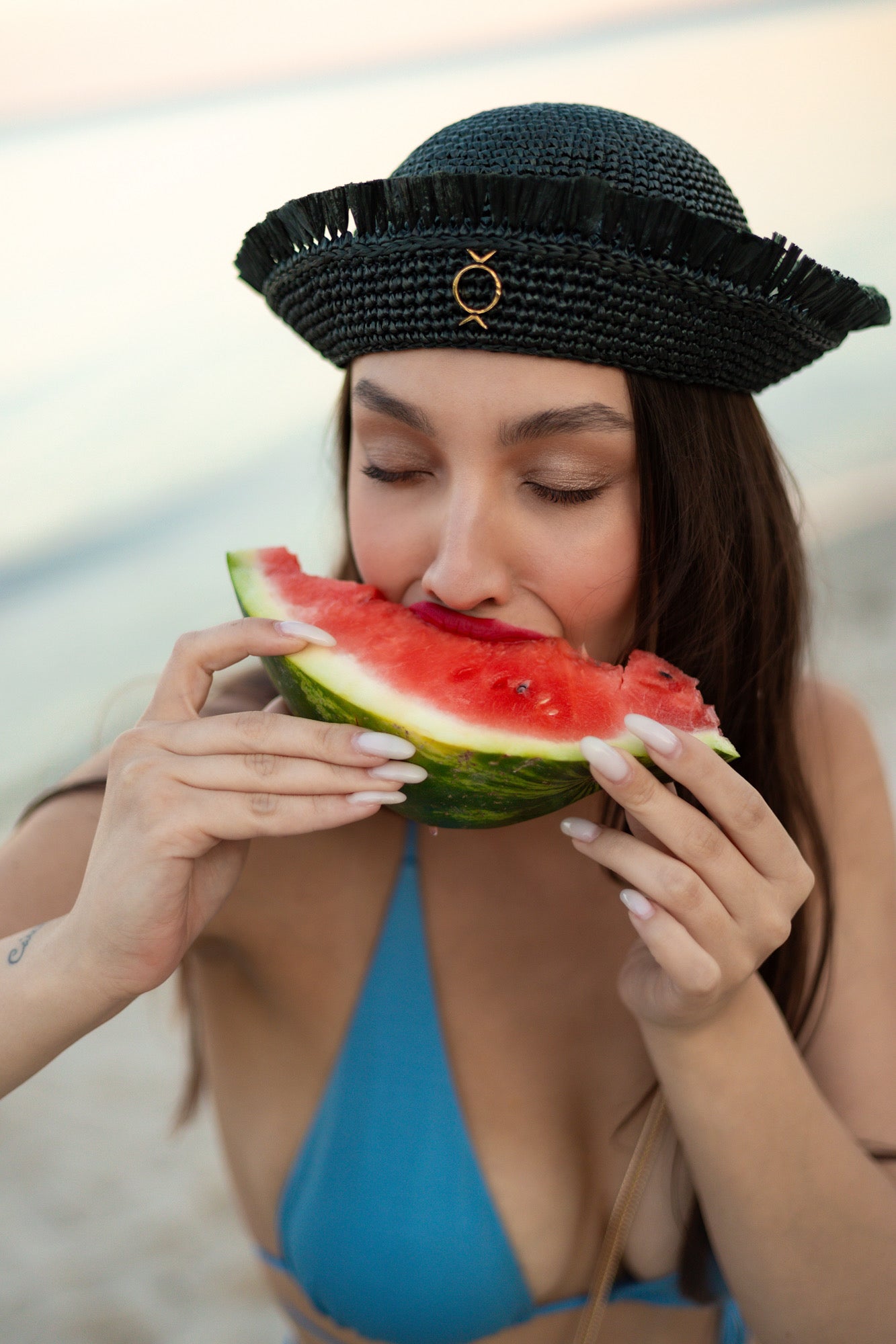 Black Raffia Sea Hat