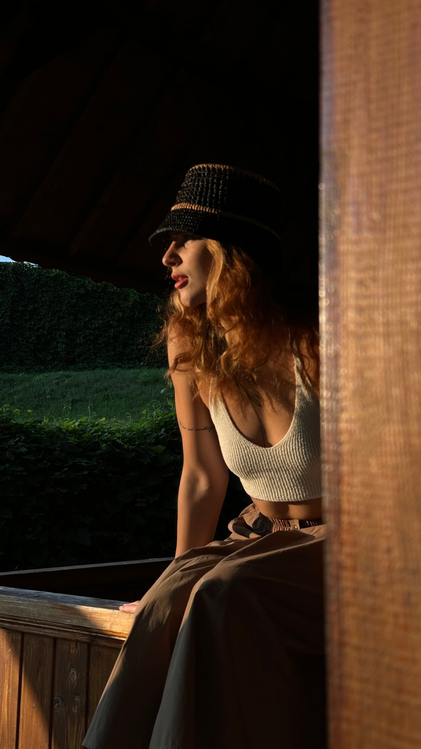Natural Black Raffia Bucket Hat
