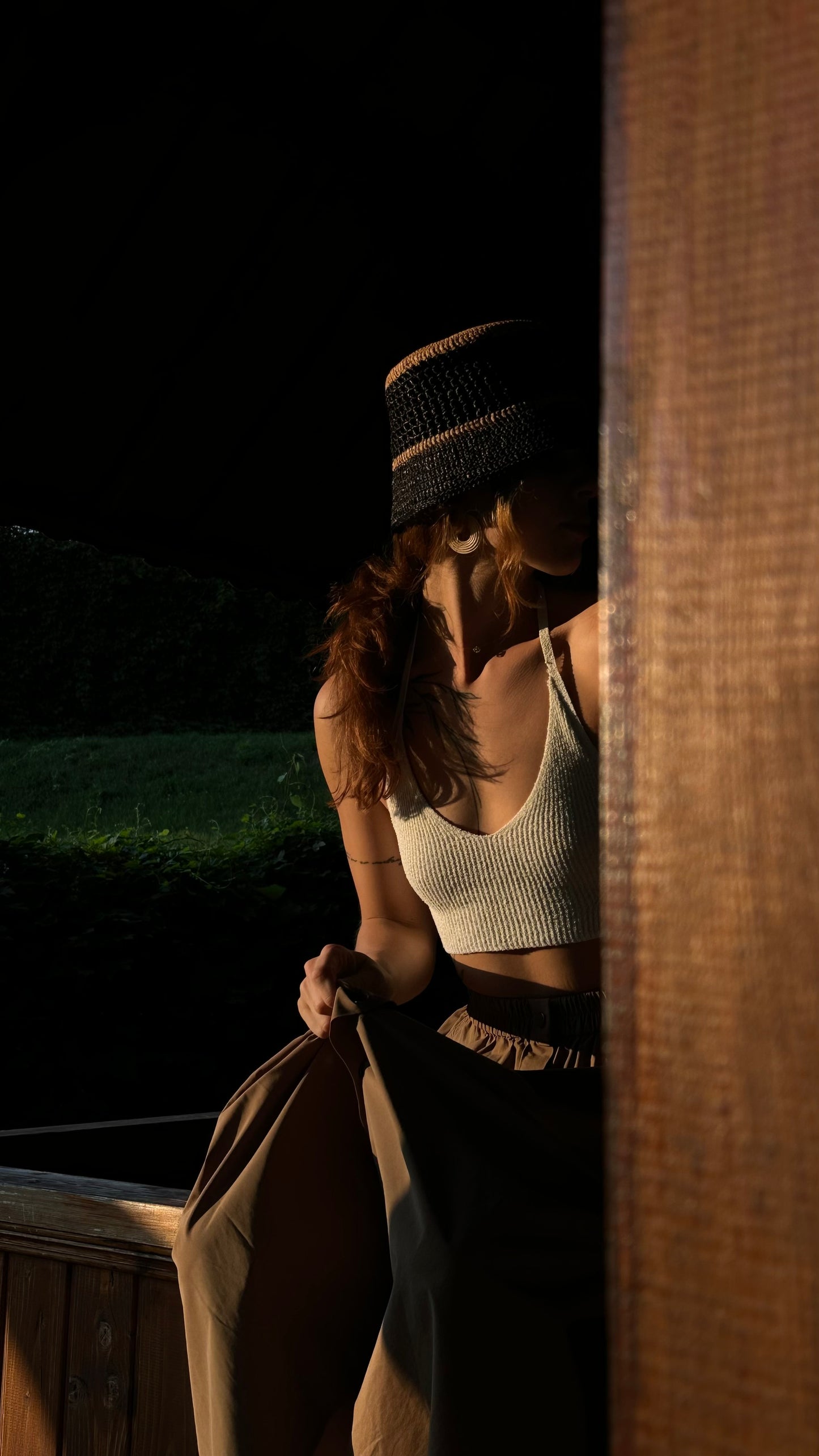 Natural Black Raffia Bucket Hat