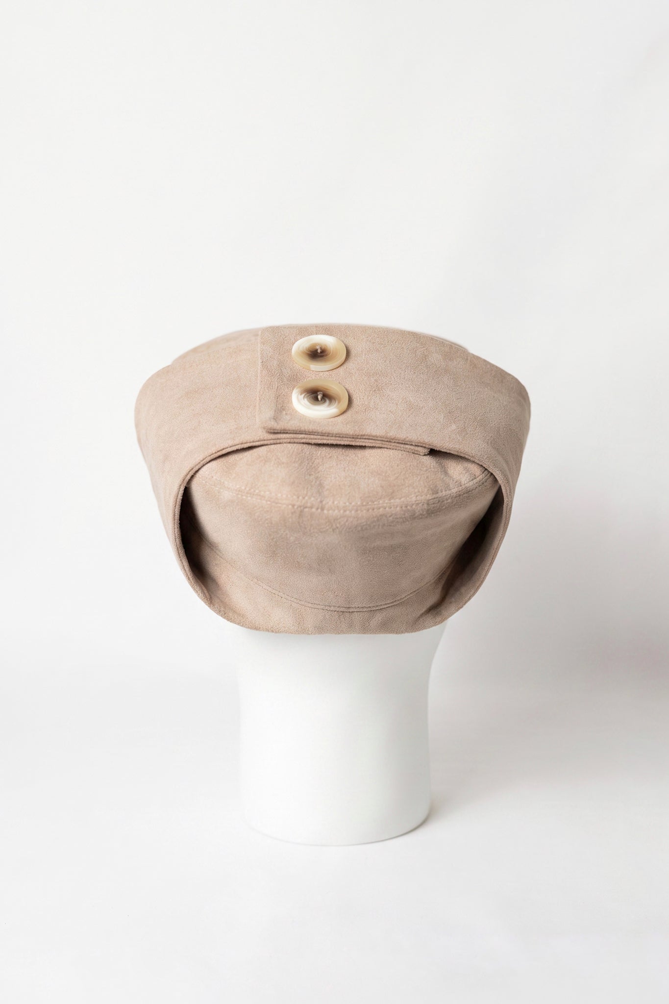 Beige Suede Baker Cap