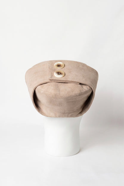 Beige Suede Baker Cap