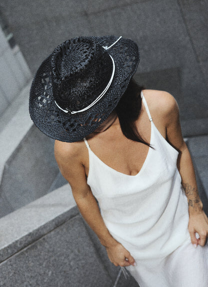 Cowboy Black Raffia Hat