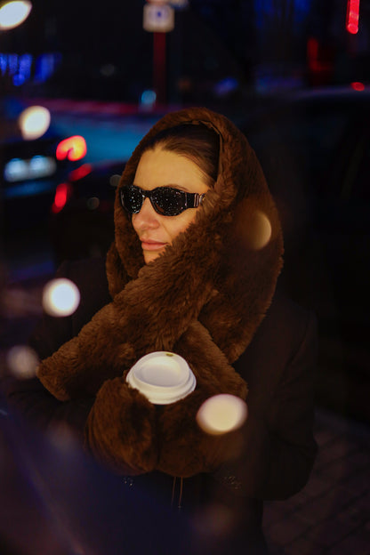 Fur Fur Chocolate Mittens