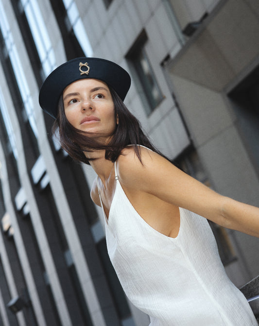 Midnight Blue Linen Sea Hat
