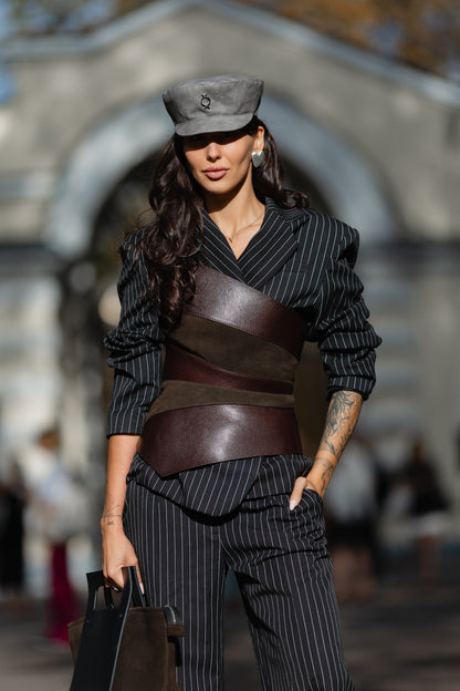 Graphite Leather Baker Cap
