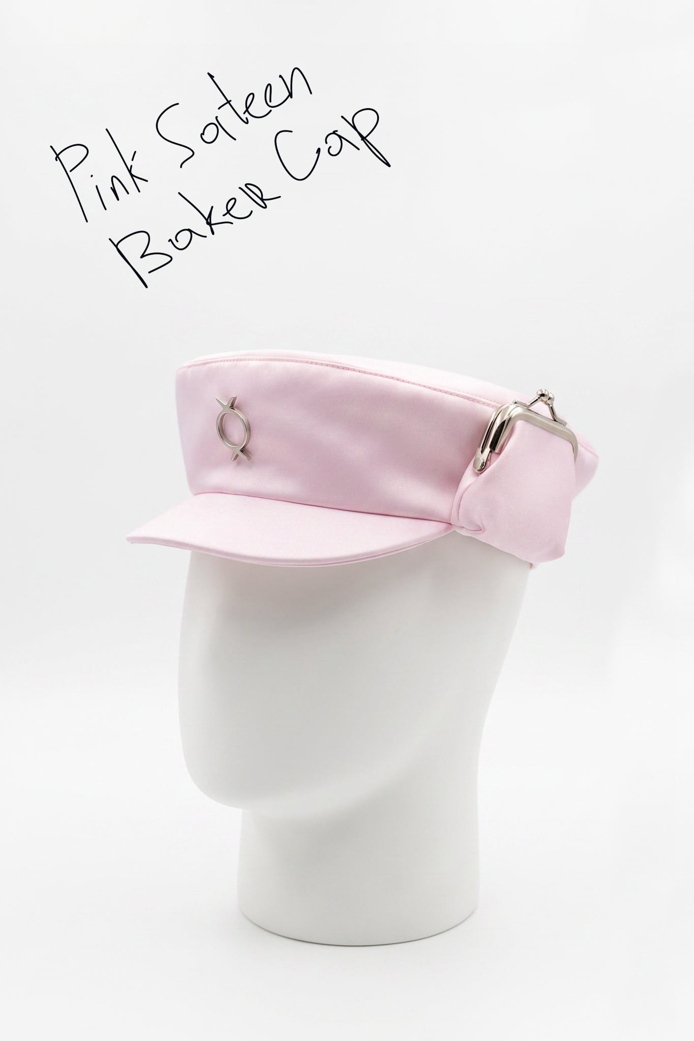 Pink Sateen Baker Cap