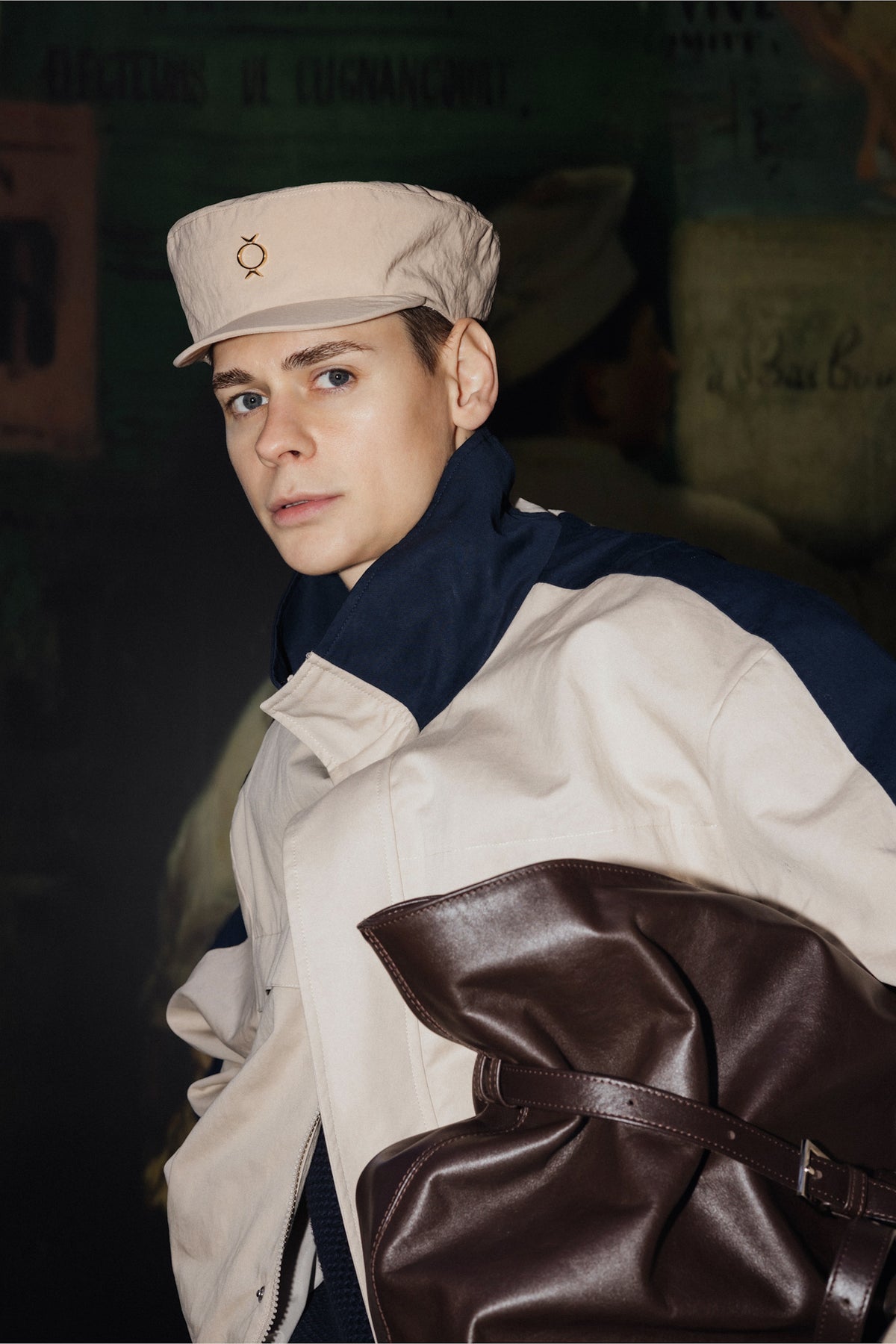 Beige Trench Baker Cap