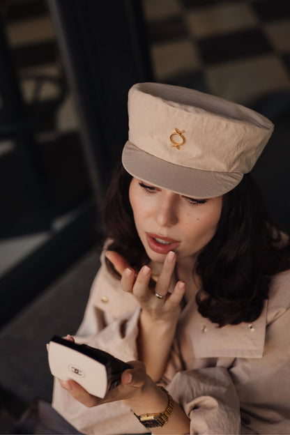 Beige Trench Baker Cap