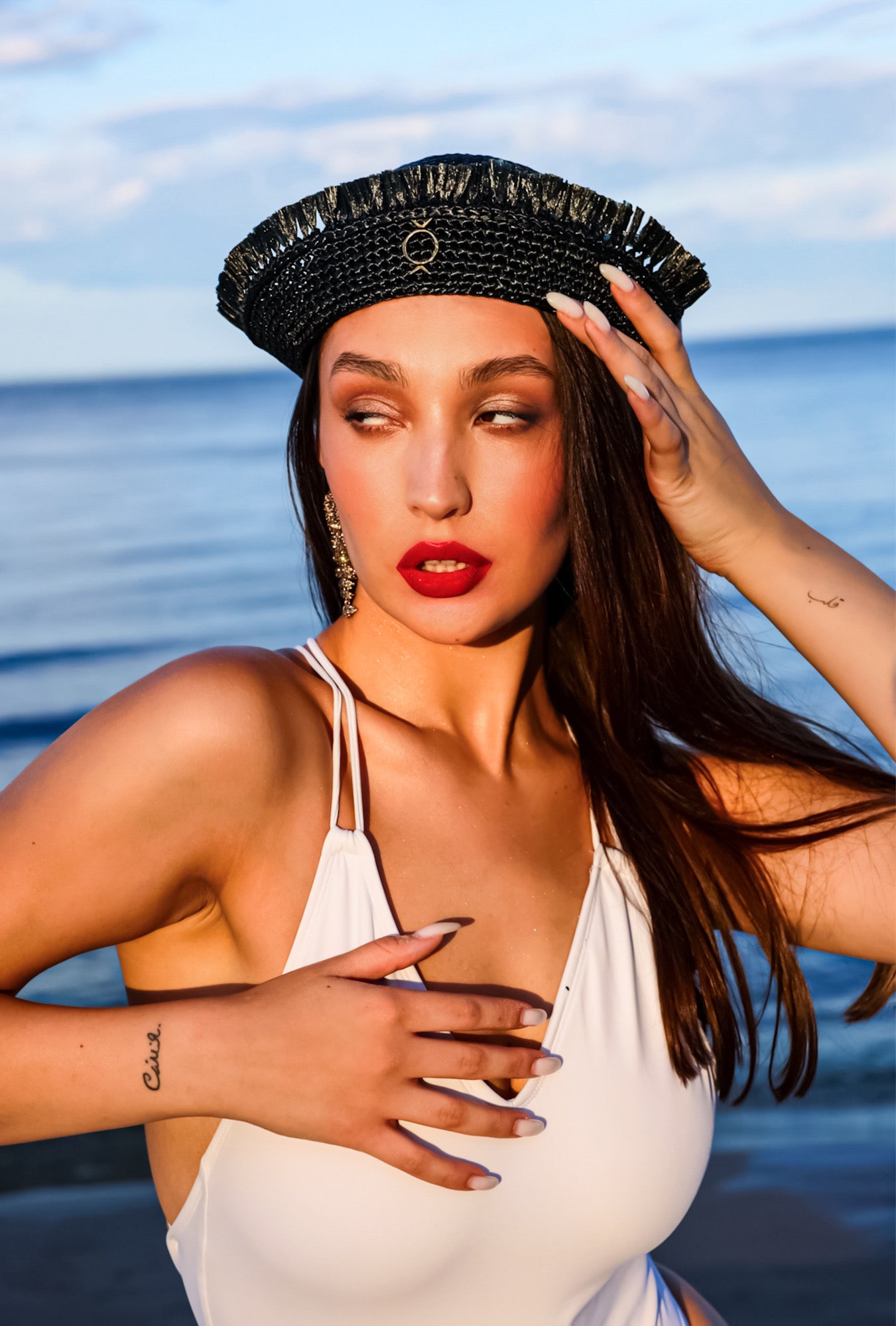 Black Raffia Sea Hat