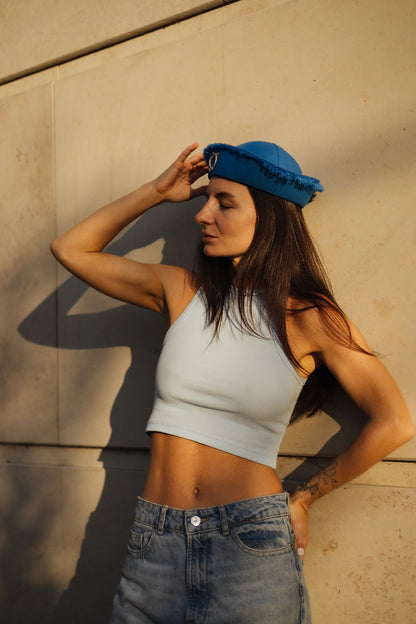 Ocean Blue Linen Sea Hat