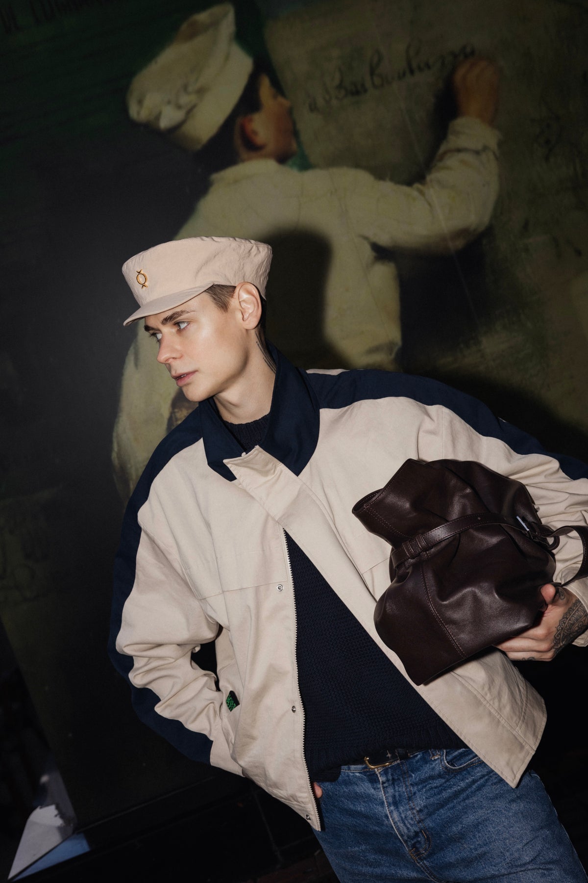 Beige Trench Baker Cap