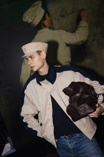 Beige Trench Baker Cap