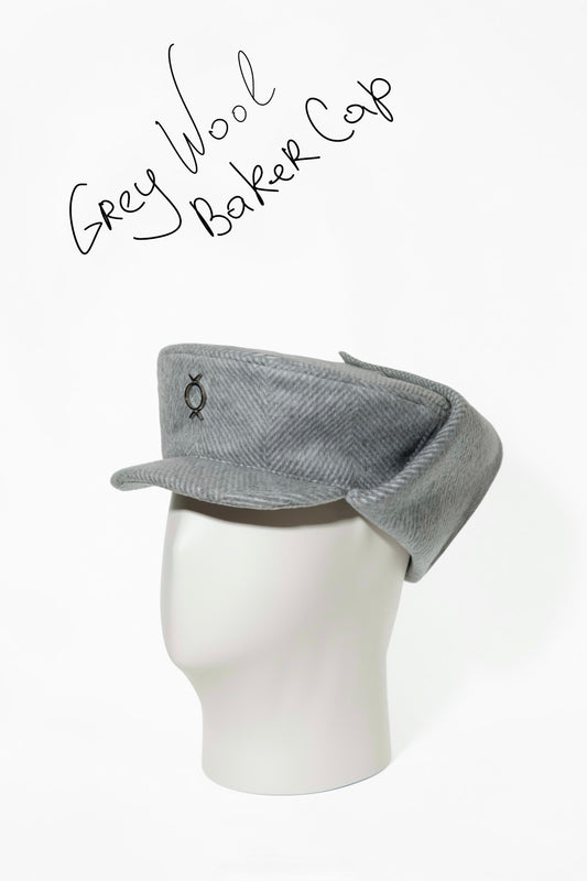 Grey Wool Baker Cap