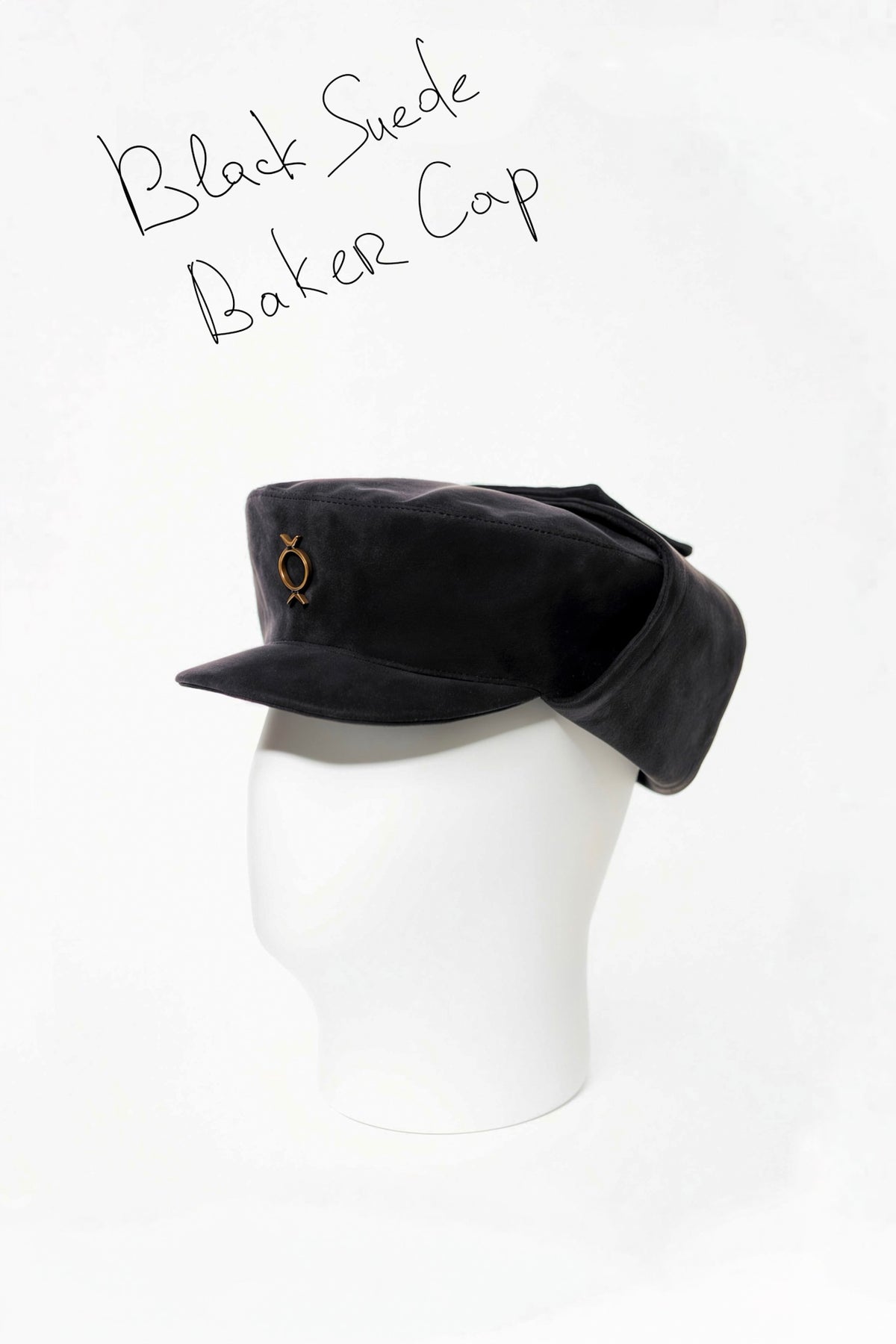 Black Suede Baker Cap