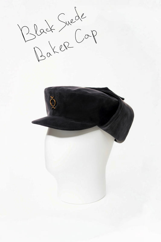 Black Suede Baker Cap