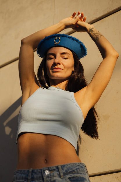Ocean Blue Linen Sea Hat