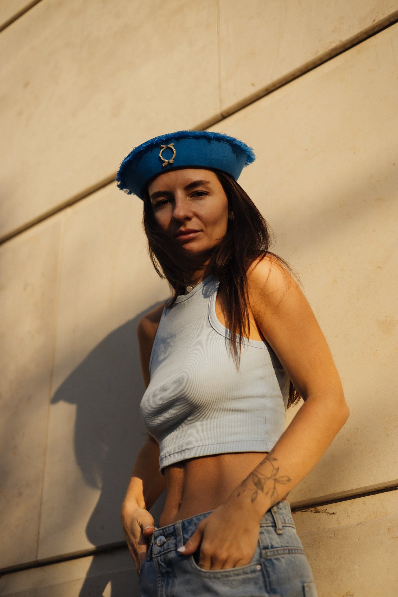 Ocean Blue Linen Sea Hat