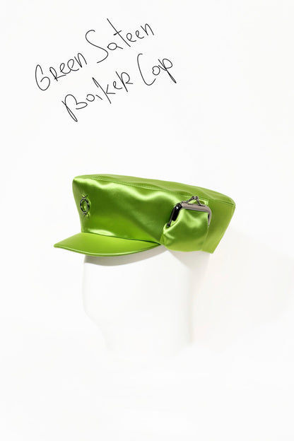 Green Sateen Baker Cap