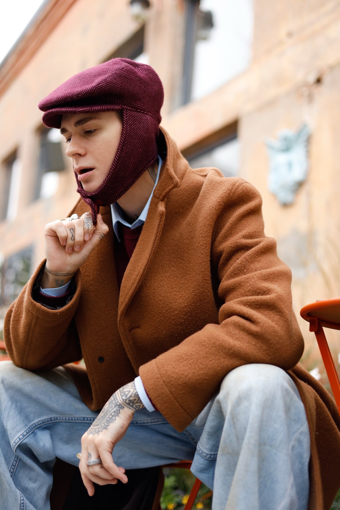 Kepi Bordeaux з Вушками