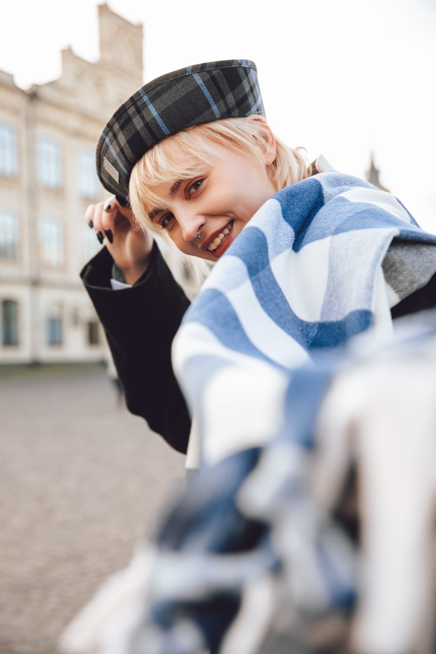 Blue Chessboard Scarf