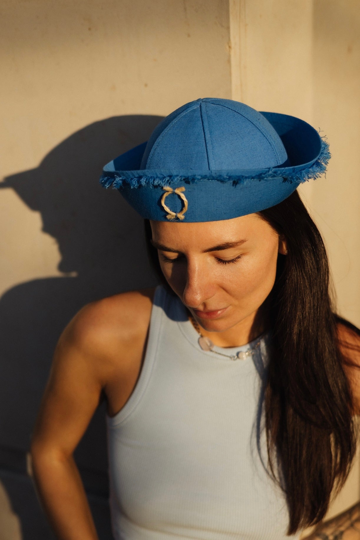 Ocean Blue Linen Sea Hat