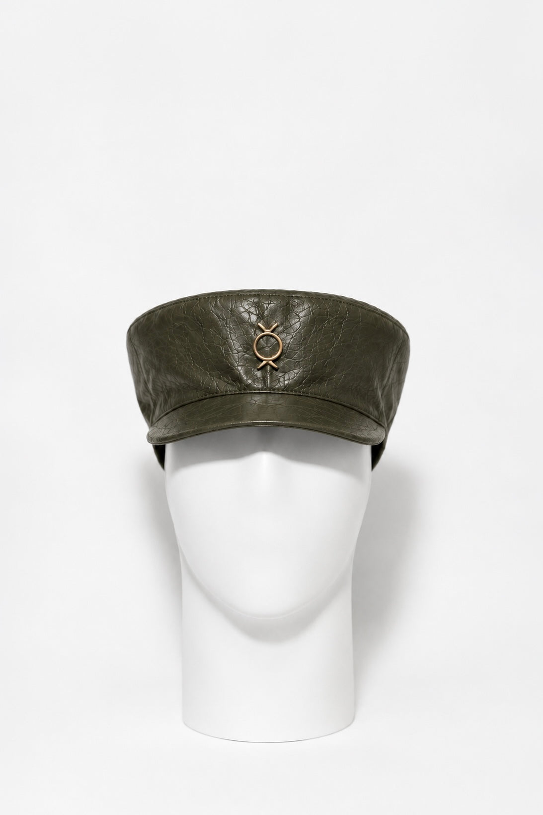 Olive Leather Baker Cap