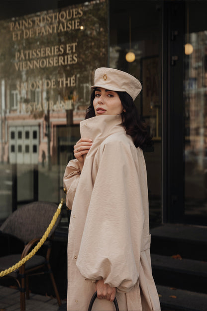 Beige Trench Baker Cap