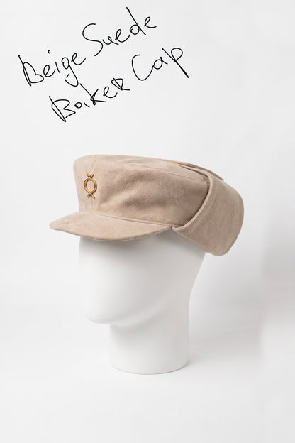Beige Suede Baker Cap