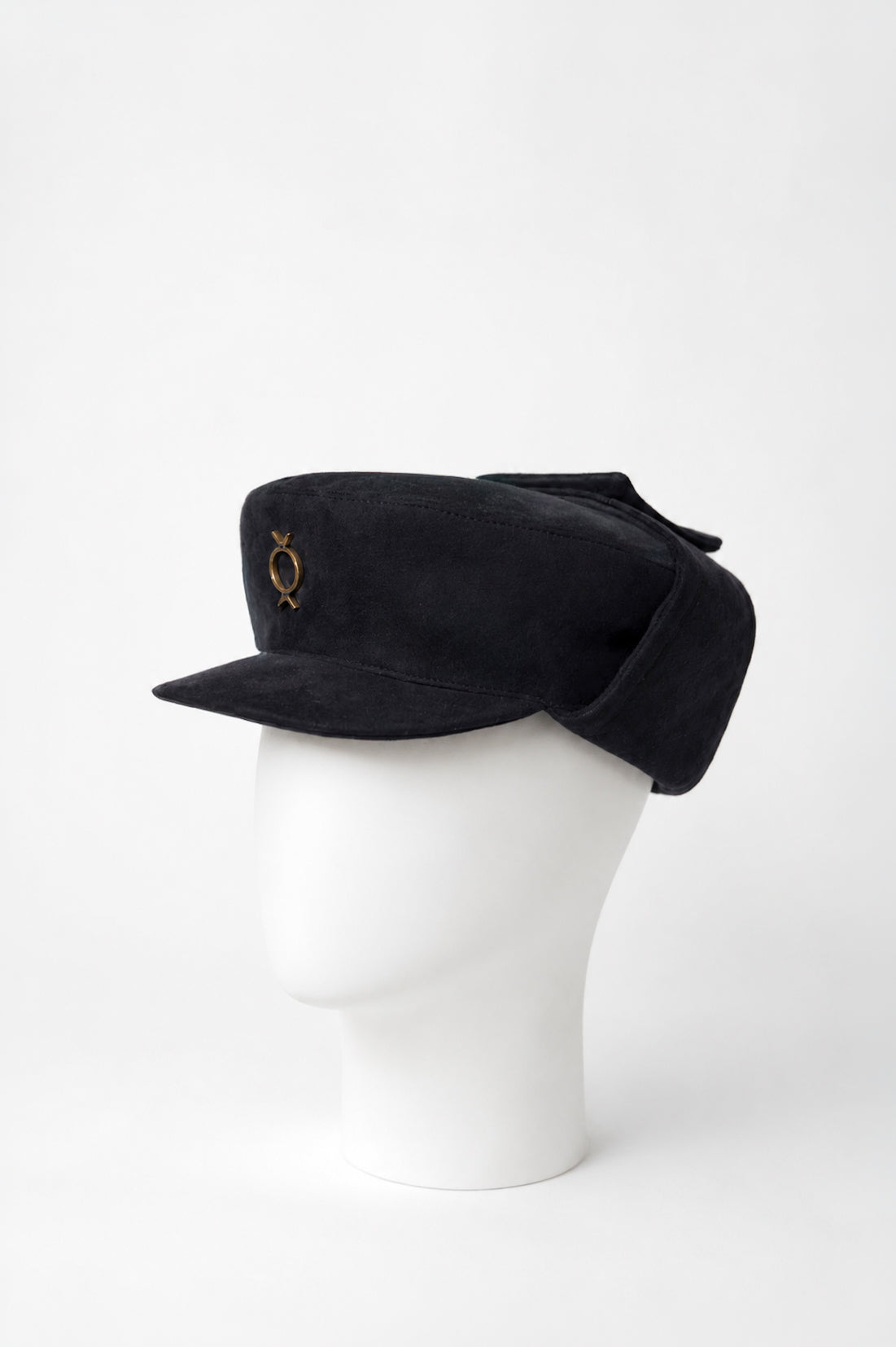 Black Suede Baker Cap