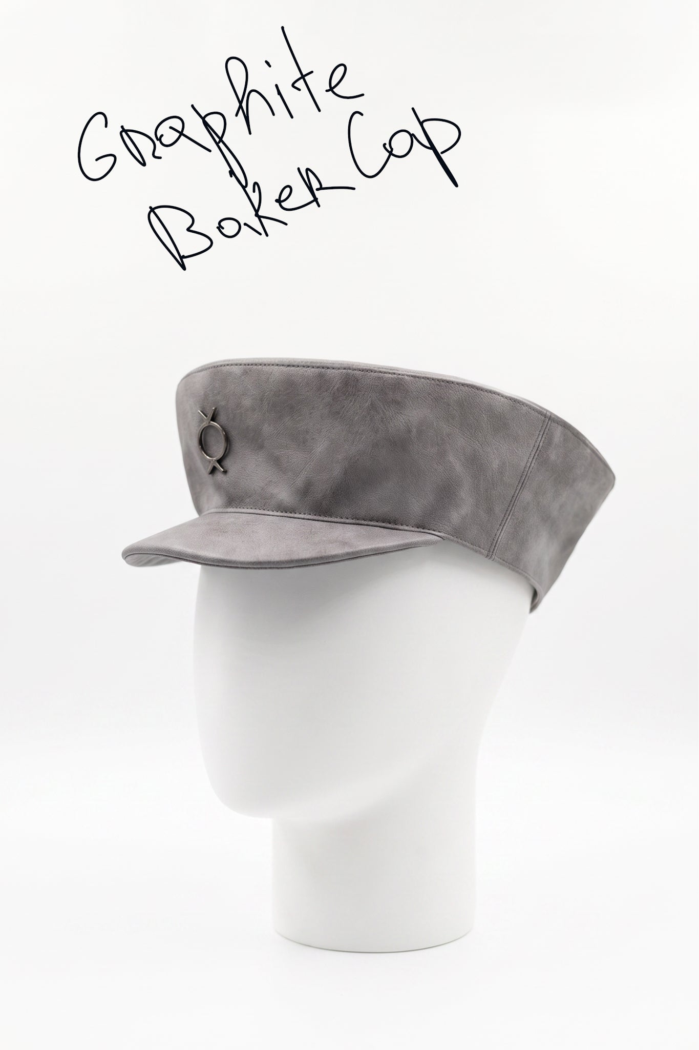 Graphite Leather Baker Cap