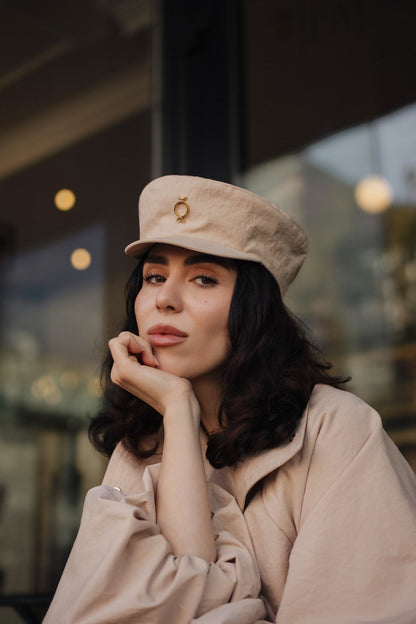 Beige Trench Baker Cap