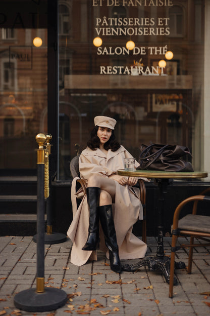 Beige Trench Baker Cap