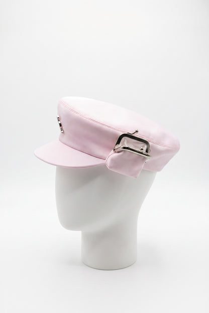 Pink Sateen Baker Cap