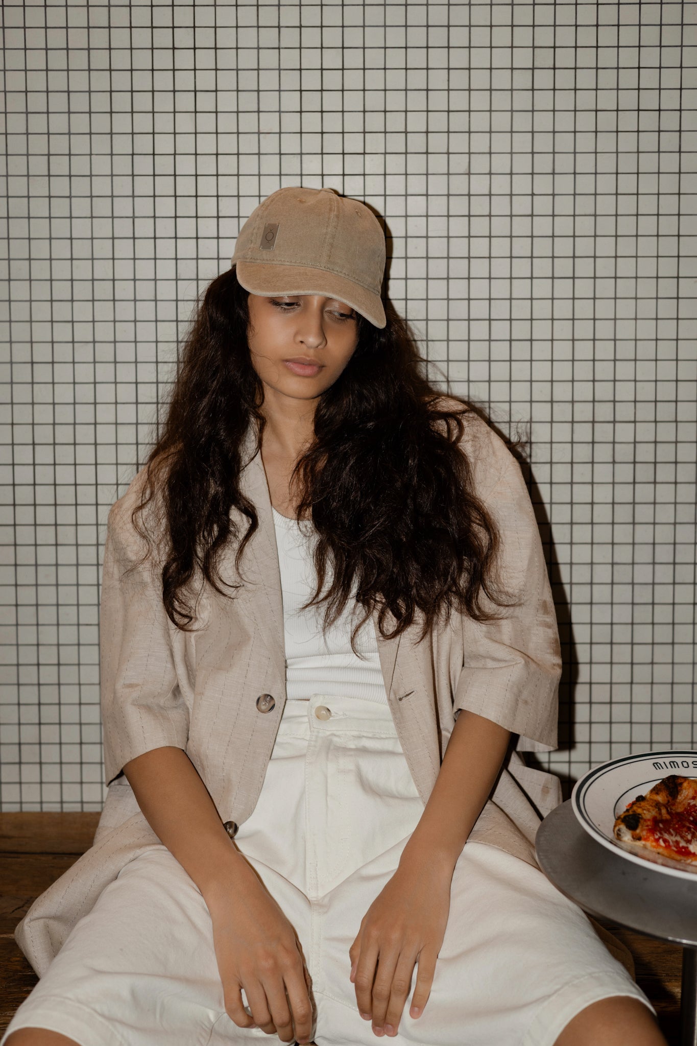 Beige Grunge Cap
