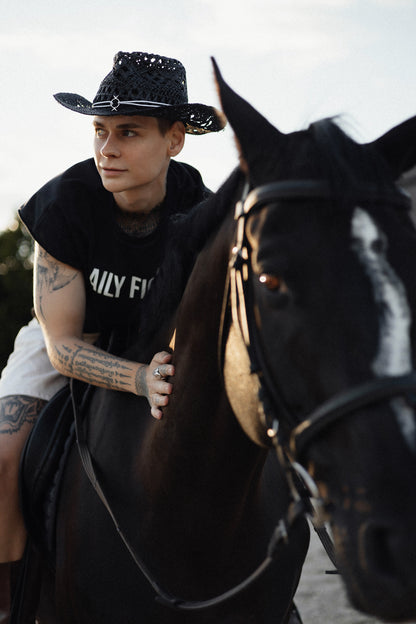 Cowboy Black Raffia Hat