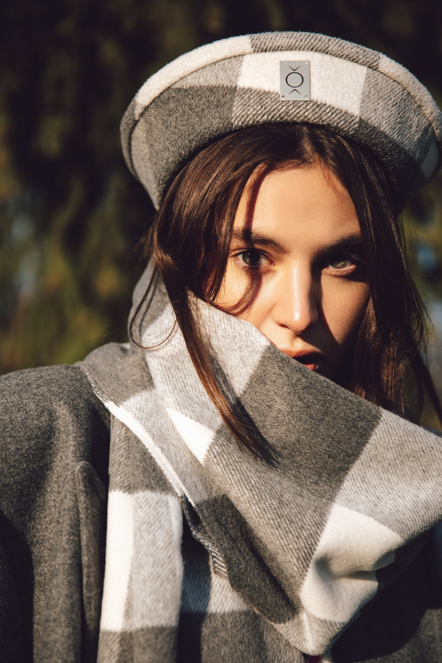 Grey Chessboard Scarf