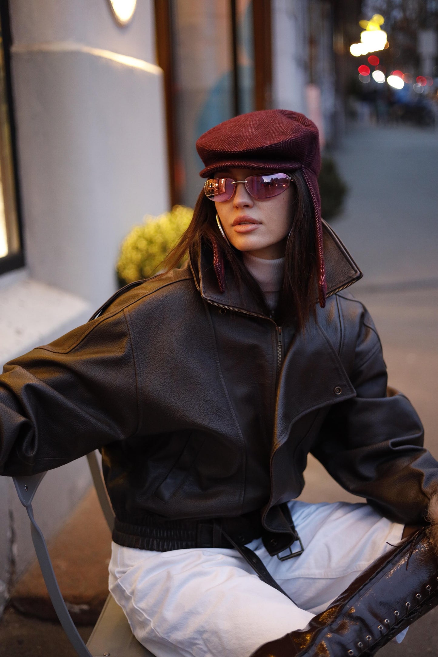 Kepi Bordeaux з Вушками