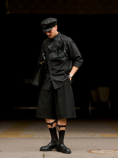 Black Leather Baker Cap