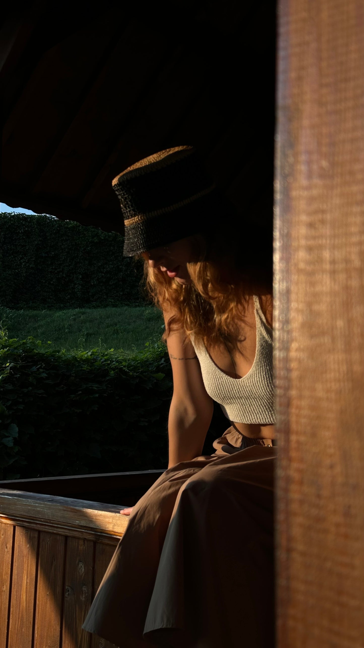 Natural Black Raffia Bucket Hat