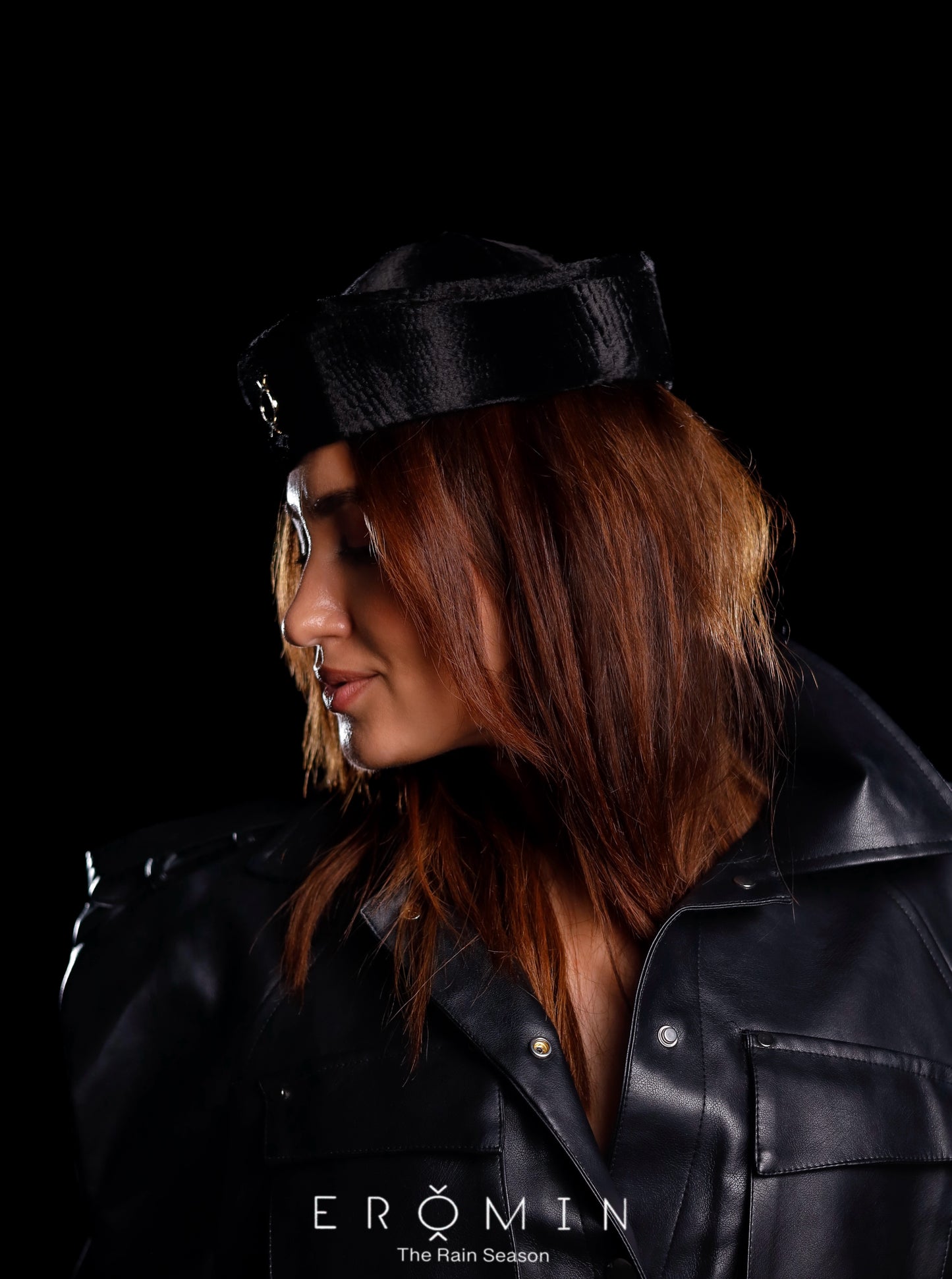 Black Croco Fur Sea Hat