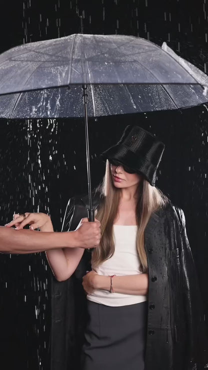 Black Croco Fur Bucket Hat