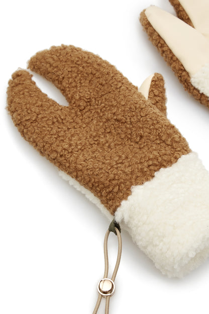Teddy Tabi Mittens Brown