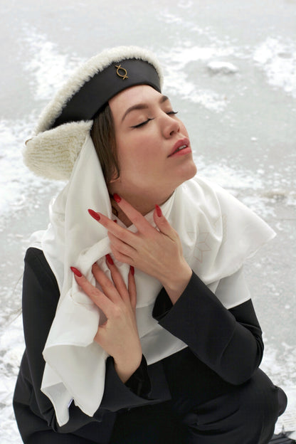 Black & White Winter with Earmuffs Sea Hat