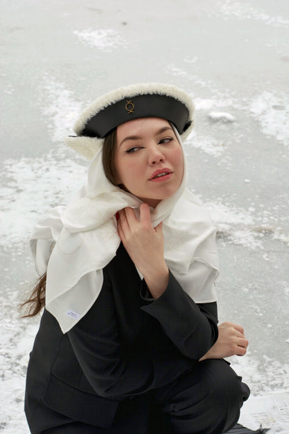 Black & White Winter with Earmuffs Sea Hat